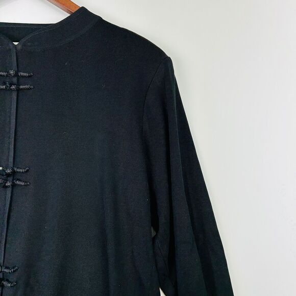 Misook Formal Top XL Black‎ Long Sleeve Chinese Toggle Button Acrylic - Picture 6 of 13